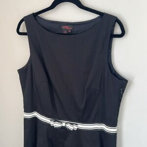 Cynthia Howie Plus Size Little Black Dress Sleeveless Pleated Bow Belt Womens 16